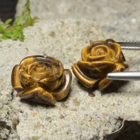 22.12カラットの天然ライトブラウンTiger's Eye（15.5×15.3 mm・フラワーカット）