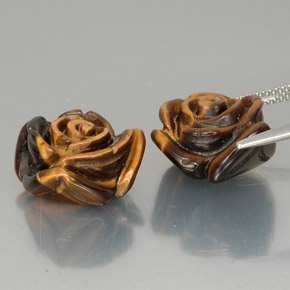カラットの天然ゴールドブラウンTiger's Eye（16×15.9 mm・ファンシーシェイプ）