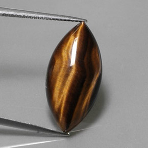 13.03カラットの天然ゴールドブラウンTiger's Eye（24.8×12.1 mm・マーキス）