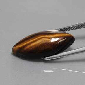 13.03カラットの天然ゴールドブラウンTiger's Eye（24.8×12.1 mm・マーキス）