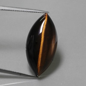 13.51カラットの天然ゴールドブラウンTiger's Eye（24.9×12.2 mm・マーキス）