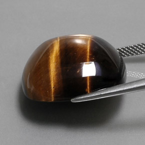 27.92カラットの天然ゴールドブラウンタイガーズアイ、クッションカット、オペーク