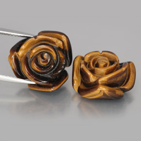 カラットの天然ゴールドブラウンTiger's Eye（15.8×15.5 mm・ファンシーシェイプ）