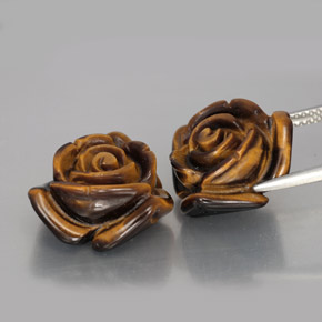 カラットの天然ゴールドブラウンTiger's Eye（15.8×15.5 mm・ファンシーシェイプ）