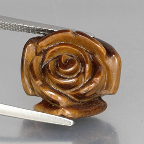 11.88カラットの天然ゴールドブラウンTiger's Eye（15.3×15.1 mm・ファンシーシェイプ）