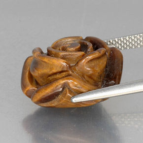11.88カラットの天然ゴールドブラウンTiger's Eye（15.3×15.1 mm・ファンシーシェイプ）