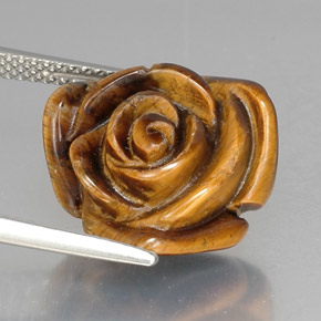 10.53カラットの天然ゴールドブラウンTiger's Eye（15.6×15.1 mm・ファンシーシェイプ）