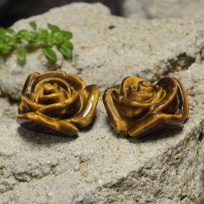 23.82カラットの天然ミディアムブラウンTiger's Eye（15.7×15.3 mm・フラワーカット）