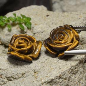 23.82カラットの天然ミディアムブラウンTiger's Eye（15.7×15.3 mm・フラワーカット）