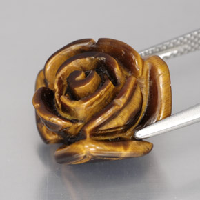 11.90カラットの天然ゴールドブラウンTiger's Eye（15.4×15 mm・ファンシーシェイプ）