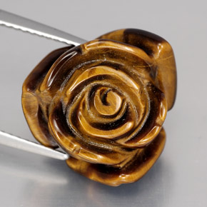 12.49カラットの天然ゴールドブラウンTiger's Eye（15.8×15.1 mm・ファンシーシェイプ）