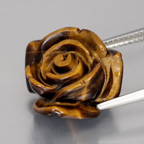12.49カラットの天然ゴールドブラウンTiger's Eye（15.8×15.1 mm・ファンシーシェイプ）