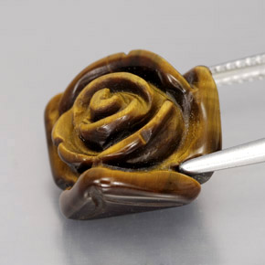 12.47カラットの天然ゴールドブラウンTiger's Eye（15.8×15 mm・ファンシーシェイプ）