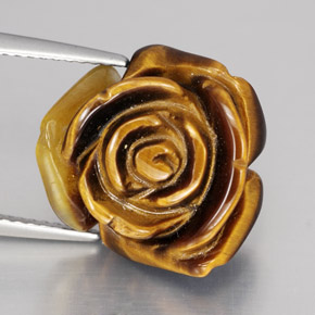 11.74カラットの天然ゴールドブラウンTiger's Eye（15.5×14.6 mm・ファンシーシェイプ）