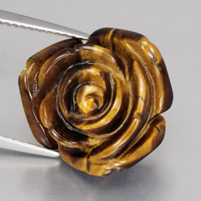 11.62カラットの天然ゴールドブラウンTiger's Eye（16.1×15.6 mm・ファンシーシェイプ）