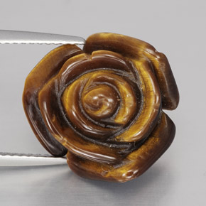 10.60カラットの天然ゴールドブラウンTiger's Eye（15.8×15.6 mm・ファンシーシェイプ）
