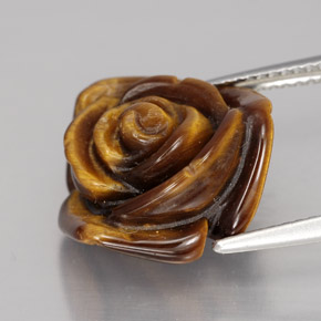 10.60カラットの天然ゴールドブラウンTiger's Eye（15.8×15.6 mm・ファンシーシェイプ）