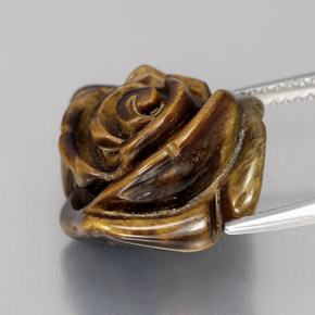 11.76カラットの天然ゴールドブラウンTiger's Eye（15.4×15.4 mm・ファンシーシェイプ）