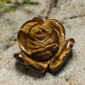 12.02カラットの天然ゴールドブラウンTiger's Eye（15.3×15.2 mm・フラワーカット）