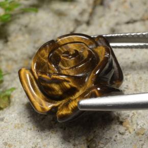 12.02カラットの天然ゴールドブラウンTiger's Eye（15.3×15.2 mm・フラワーカット）