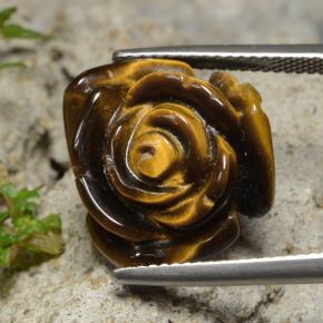 13.26カラットの天然ゴールドブラウンTiger's Eye（16.5×16.1 mm・フラワーカット）
