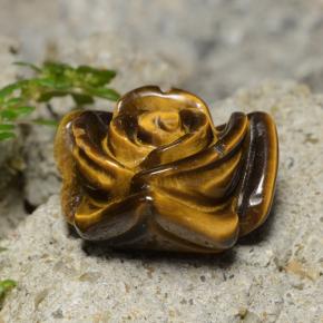 13.26カラットの天然ゴールドブラウンTiger's Eye（16.5×16.1 mm・フラワーカット）