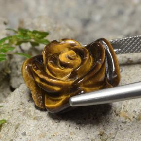 13.26カラットの天然ゴールドブラウンTiger's Eye（16.5×16.1 mm・フラワーカット）