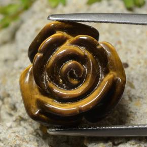 13.31カラットの天然ゴールドブラウンTiger's Eye（16.1×15.7 mm・フラワーカット）