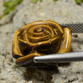 13.31カラットの天然ゴールドブラウンTiger's Eye（16.1×15.7 mm・フラワーカット）