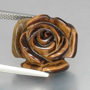 11.08カラットの天然ゴールドブラウンTiger's Eye（15.6×15.1 mm・ファンシーシェイプ）