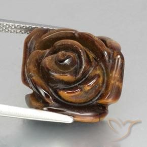 12.89カラットの天然赤みがかった茶Tiger's Eye（16.3×15.7 mm・フラワーカット）