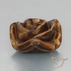 12.89カラットの天然赤みがかった茶Tiger's Eye（16.3×15.7 mm・フラワーカット）