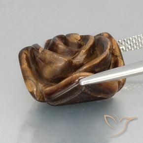 12.89カラットの天然赤みがかった茶Tiger's Eye（16.3×15.7 mm・フラワーカット）