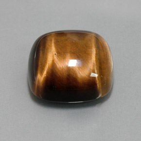 13.79カラットの天然ゴールドブラウンTiger's Eye（15.1×15.1 mm・クッションカット）
