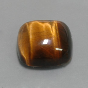 13.02カラットの天然ゴールドブラウンTiger's Eye（15.1×15.1 mm・クッションカット）