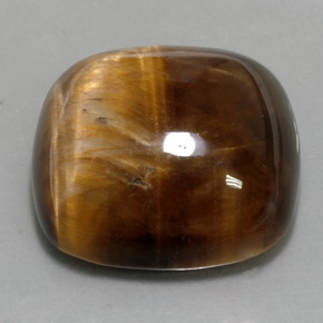 27.19カラットの天然ゴールドブラウンTiger's Eye（19.9×19.9 mm・クッションカット）