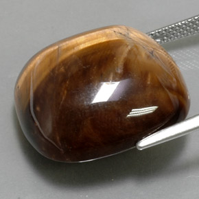 27.19カラットの天然ゴールドブラウンTiger's Eye（19.9×19.9 mm・クッションカット）