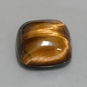 13.38カラットの天然ゴールドブラウンTiger's Eye（15.4×15.3 mm・クッションカット）