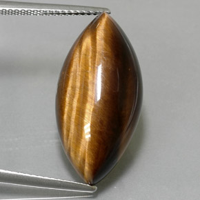 12.55カラットの天然ゴールドブラウンTiger's Eye（24.4×11.8 mm・マーキス）