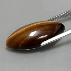 12.55カラットの天然ゴールドブラウンTiger's Eye（24.4×11.8 mm・マーキス）