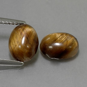 カラットの天然ゴールドブラウンTiger's Eye（8.8×6.8 mm・オーバルカット）