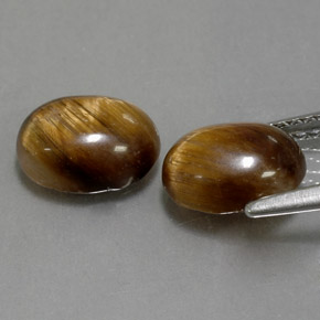 カラットの天然ゴールドブラウンTiger's Eye（8.8×6.8 mm・オーバルカット）