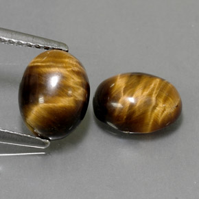 カラットの天然ゴールドブラウンTiger's Eye（8.8×6.8 mm・オーバルカット）