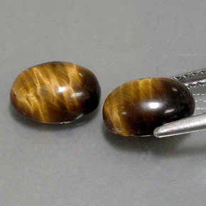 カラットの天然ゴールドブラウンTiger's Eye（8.8×6.8 mm・オーバルカット）