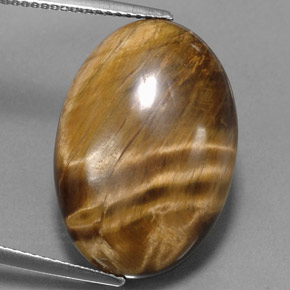 17.34カラットの天然ゴールドブラウンTiger's Eye（22.6×15.6 mm・オーバルカット）