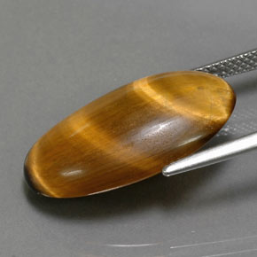 11.94カラットの天然ゴールドブラウンTiger's Eye（22.3×13.3 mm・オーバルカット）
