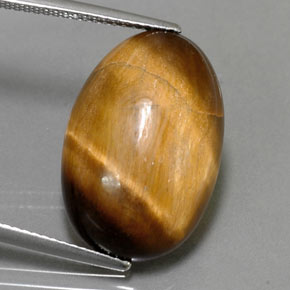 13.32カラットの天然ゴールドブラウンTiger's Eye（20.8×13.8 mm・オーバルカット）
