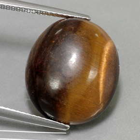 14.18カラットの天然ゴールドブラウンTiger's Eye（17.9×15.3 mm・オーバルカット）