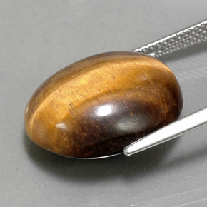 14.18カラットの天然ゴールドブラウンTiger's Eye（17.9×15.3 mm・オーバルカット）