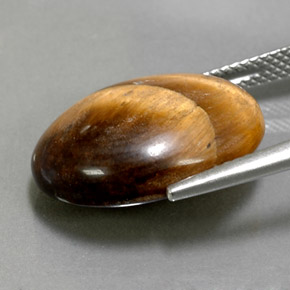 12.39カラットの天然ゴールドブラウンタイガーズアイ、オーバルカット、オペーク